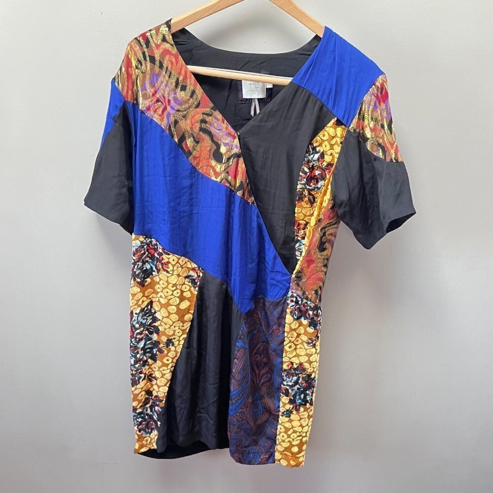 Anthropology HD In Paris Silk Camellia Patchwork Dress- Size‎ 0